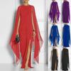 Elegantes Chiffon-Maxikleid für Damen mit hohem Schlitz, ausgestellten Ärmeln, formellem Abendkleid und Umhang