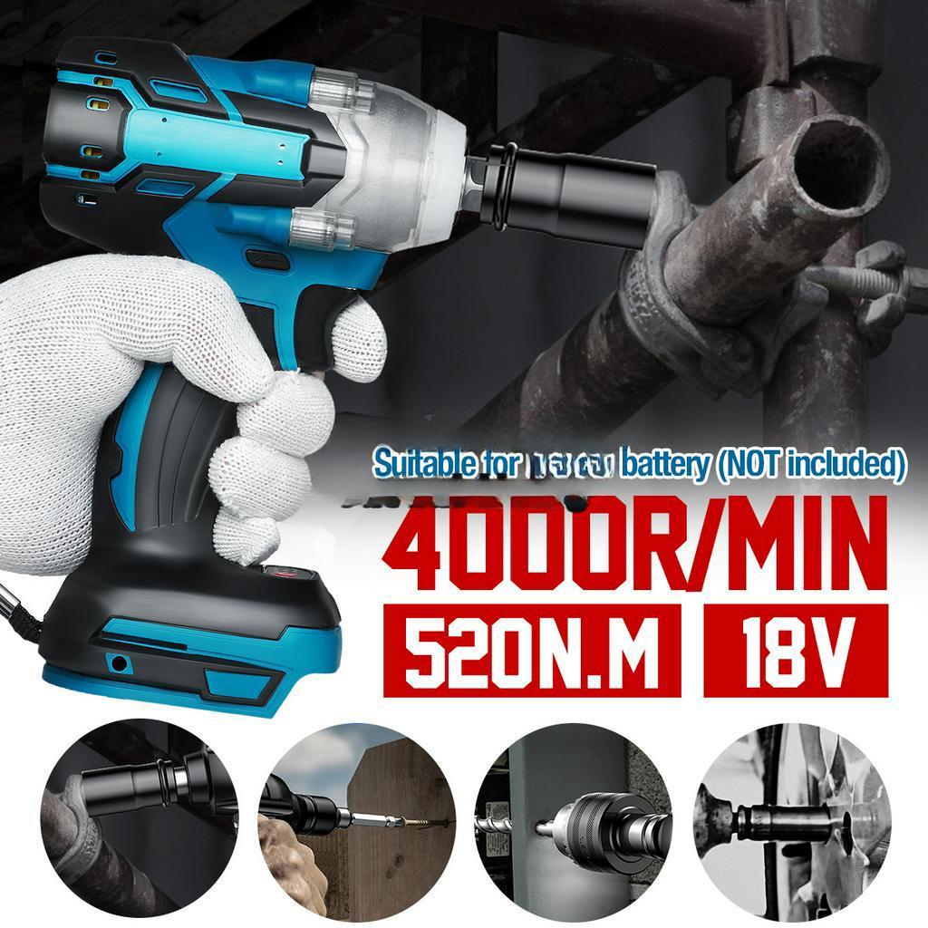 Rechargeable 520N.M Brushless Electric Impact Wrench 1/2 Socket Cordless Wrench Power Tools 7000rpm for 18V Battery NEW
