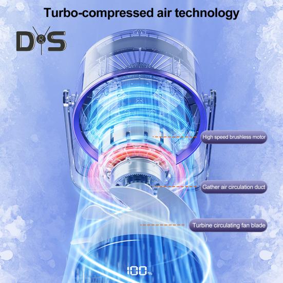 Elektrischer Mini-Tischventilator, LED-Digitalanzeige, 5 Geschwindigkeiten einstellbar, leise, für Zuhause, Büro, Reisen, über USB wiederaufladbar, tragbar, persönlicher Kühlventilator für den Sommer