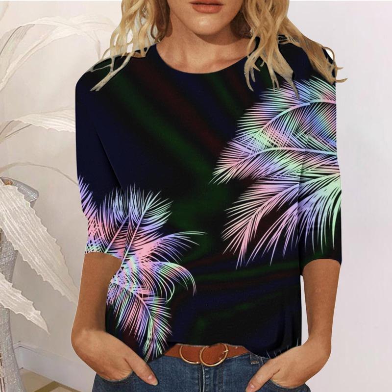 

Женская футболка с круглым вырезом с 3D-принтом в виде цветка и сердца, женский топ, рубашка с длинным рукавом 5xl