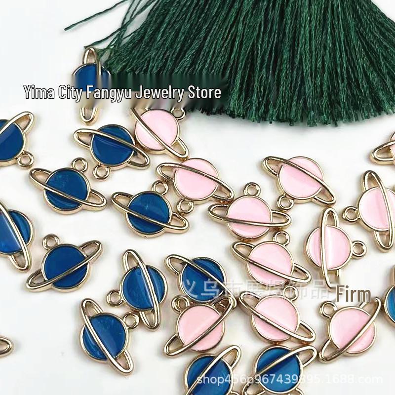 DIY Cartoon Planet Earrings & Bracelets: Women’s Alloy Charms with Plated Oil Drop Ornament Accessories