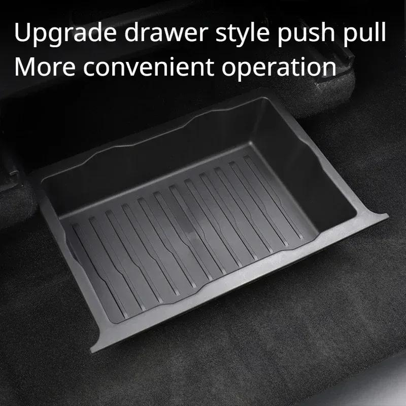 Underseat Storage Box for Tesla Model X Car Seats Drawer TPE Hidden Storage Box Push Pull ModelX Car Interior Accessories