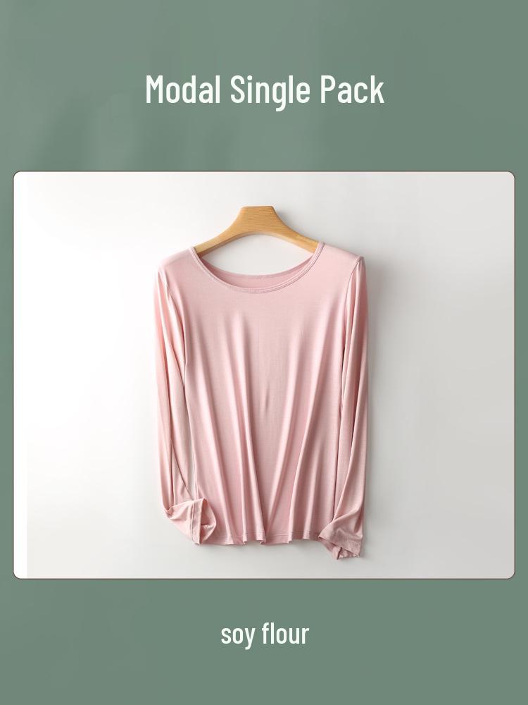 Damen Nahtlose Modal Thermounterwäsche: Figurbetonte Langarm-Basisschicht in Fleischfarbe, Übergröße für Herbst/Winter-Wärme