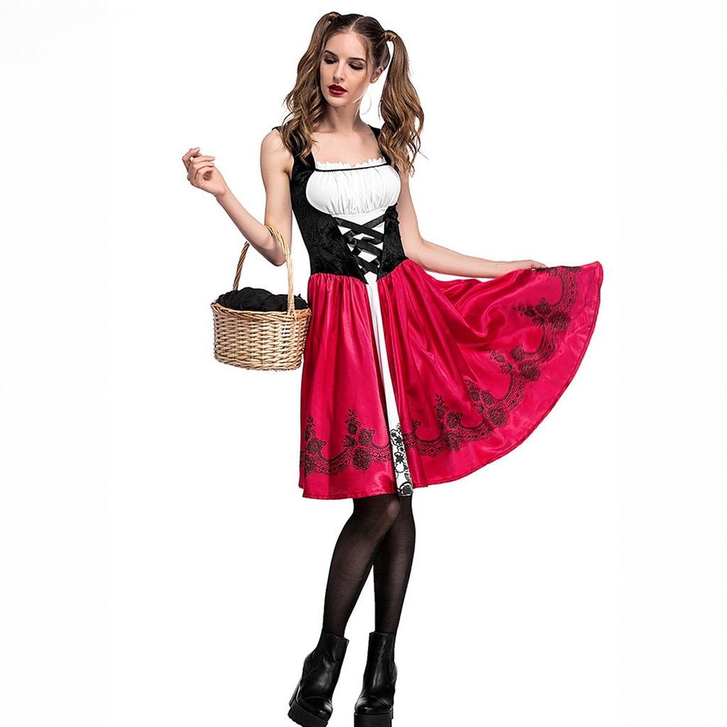 Women's Vintage Dress Solid Color Patchwork Cosplay Sleeveless Dresses