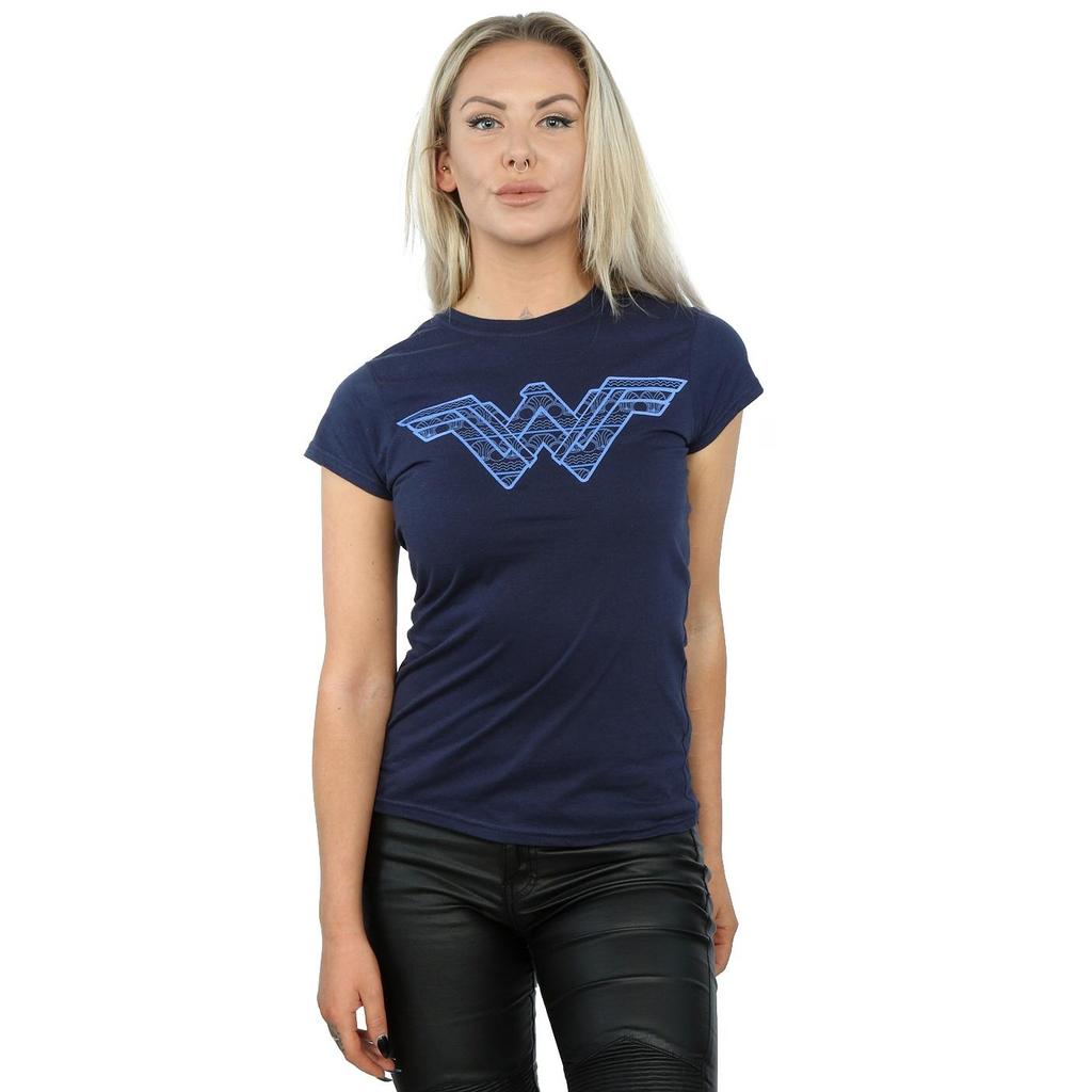 DC Comics Womens/Ladies Wonder Woman Pattern Fill Logo Cotton T-Shirt