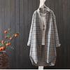 2024 Plus Size Women's Plaid Shirt: Spring Summer Korean-Style Temperament, Loose Cotton Linen Thin Jacket, Hong Kong Style
