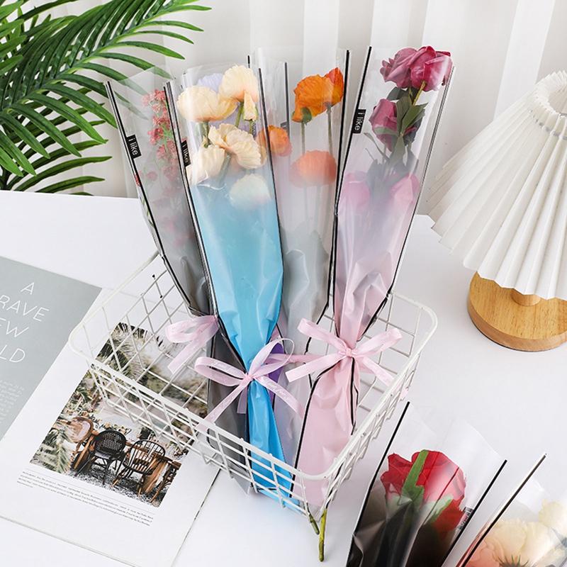 50 Stück Papiertüten für die Verpackung frischer Blumen, einzelne Rosensträuße, transparentes Glaspapier, Verpackung frischer Blumen