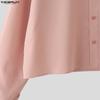 INCERUN Oversized Men Lapel Neck Buttons Up Casual Long Sleeve Crop Shirts