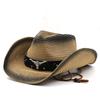 New Bull Head Accessories Western Cowboy Straw Hat Outdoor Sports Mountaineering Tipped Top Hat Foldable Sun Hat