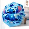 Disney Stitch, Stars Themed Automatic Opening and Closing Folding Umbrella, Portable - Durable, 8-rib Umbrella Frame, Very Suitable for Busi