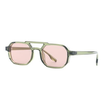 Vintage Double Bridges Women Men Square Sunglasses Fashion Clear Ocean Lens Eyewear Trending Rivets Sun Glasses Uv400