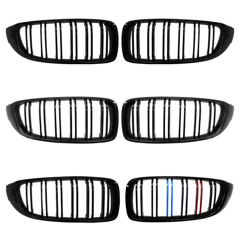Front Kidney Grille Grill Compatible For BMW 4 Series F32 F33 F36 (2013-2019) M3 M4 Double Slats Gloss Black Grills