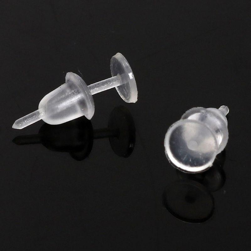 100 Sets Plastic Earring Posts & Backs for Sensitive Ear Invisible Sport Earring