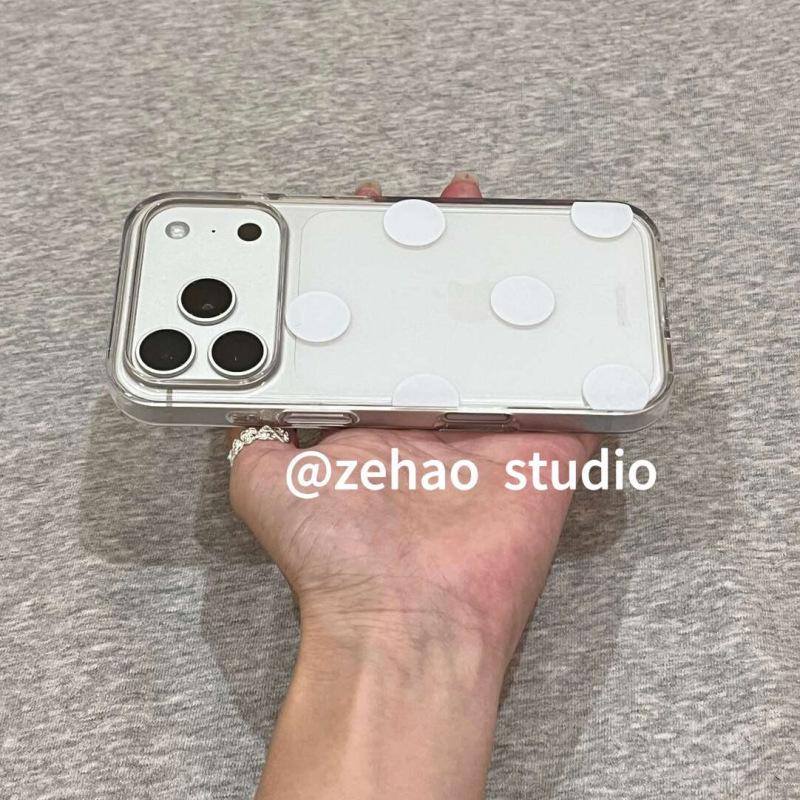 Korean Minimalist Glossy White Polka Dots Are Suitable for Apple 17promax Mobile Phone Case, the New iPhone16 Protective Case 15.