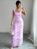 Cross-Border Floral Print Slim Fit Dress (Europe & America)