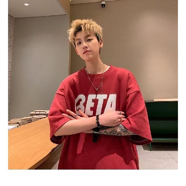 Pánské trendy tričko s krátkým rukávem s kulatým výstřihem a kulatým výstřihem na léto Volný ležérní top