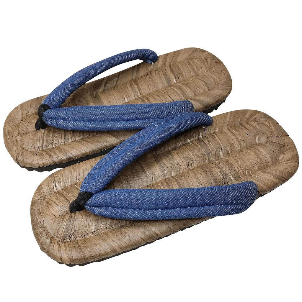 Geta Radial Crow Gepolstert Hergestellt in Blau L [Edoten] Sandalen, Sohle, Bambus, Riemen, Japan, Denim,