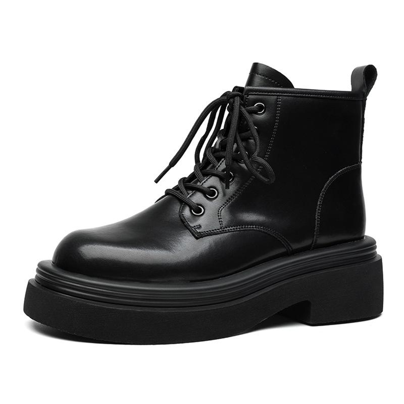 

Ботинки Martin на толстой подошве, мужские ботинки, модные короткие ботинки в иностранном стиле, короткие ботинки в европейском и американском стиле 2025, новые одинарные туфли 5011-M 38 чёрный