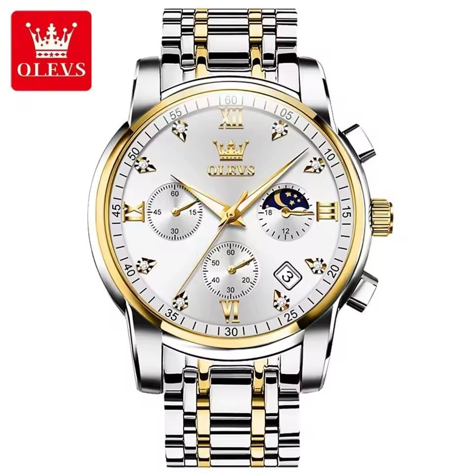 OLEVS 2858 Men Wrist Watch Band  Logo Custom Watch Cool Date Analog Quartz Display with Stainless Steel Strap Men Watch 2026