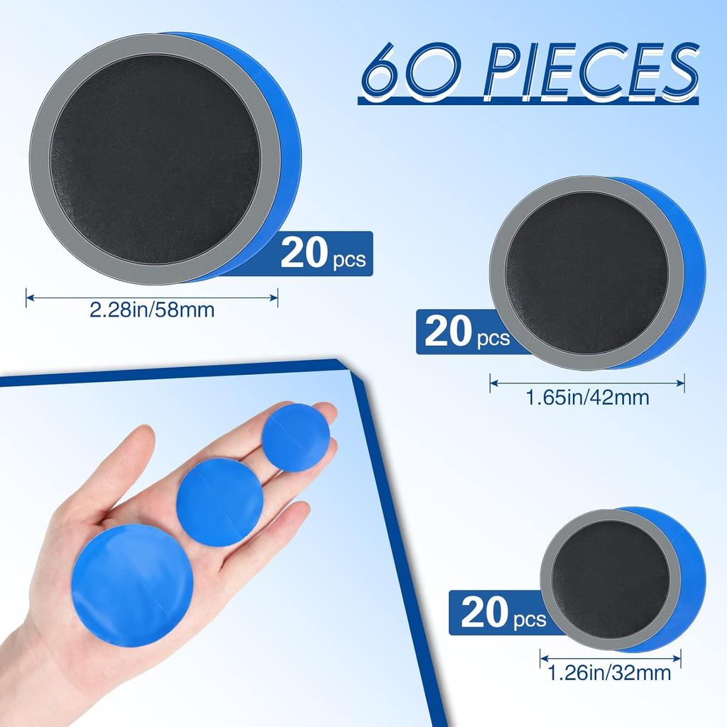 Zhengmy 60 Pieces Tire Patches 32 Mm, 42Mm, 58 Mm Tire Repair Unit With Patch Roller Tube Patch Auto Repair Stitcher Tool For Car Truck Motorcycle