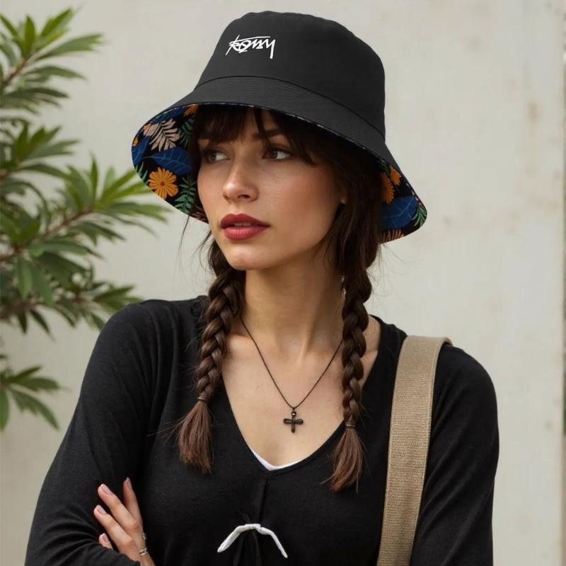 Unisex Reversible Fishing Hat Breathable Polyester Wide Brims Sun Protection Fisherman Hat for Summer Vacation Wear