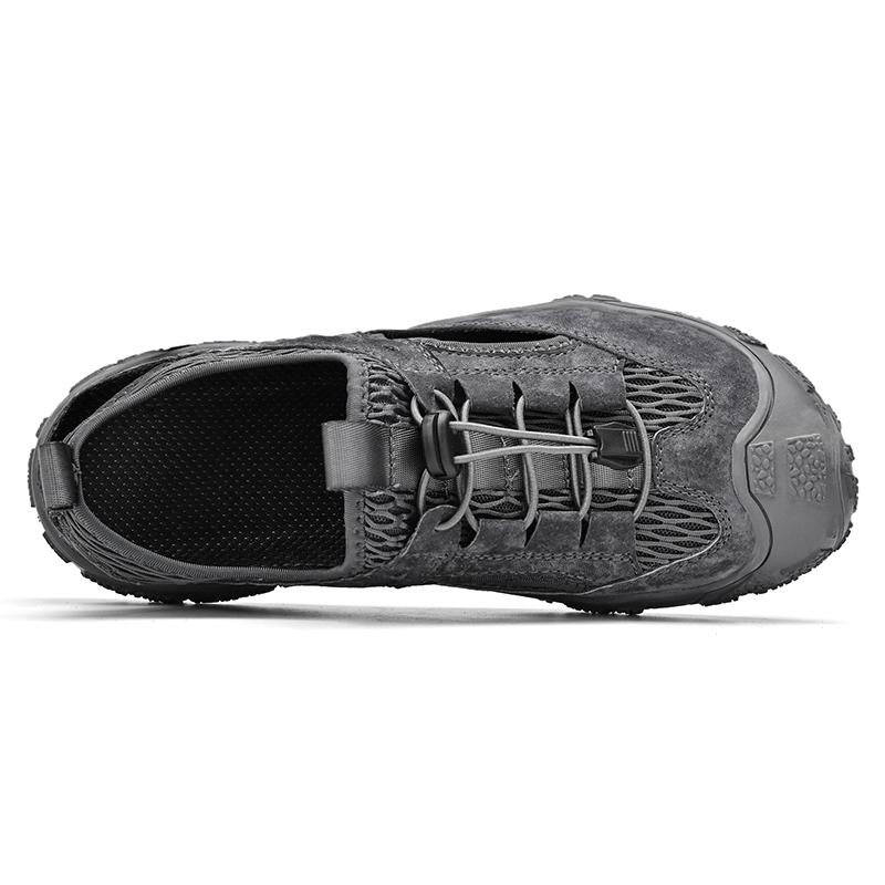 Sandale pentru bărbați cu vârf închis, plasă de vară, modă respirabilă, sandale casual din piele, pantofi de alpinism de dimensiuni mari