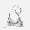 Pu Hip Underarm Bag Womens Folded Crescent Design With Rivets And Tassels For Daily Use