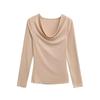 Women's Sexy Slim-Fit Low-Cut Long Sleeve T-Shirt: Spicy & Chic Solid Color Base Layer