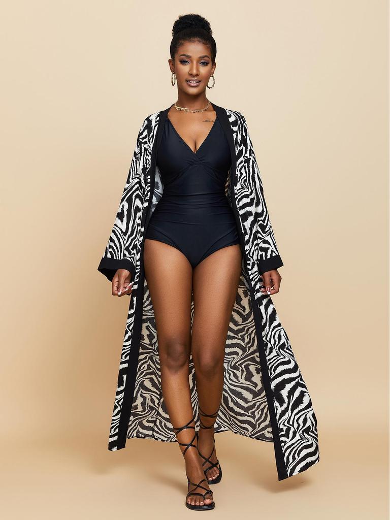New European & American Cotton Printed Beach Cardigan: Sexy Sunscreen Jacket and Loose Holiday Swimsuit Cover-Up.
