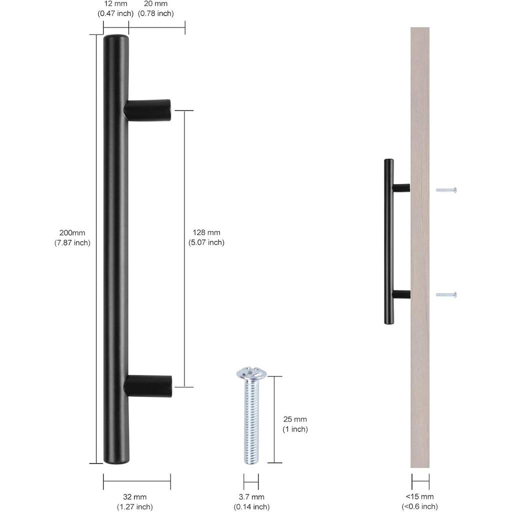 6pack 6'' Cabinet Pulls Matte Black Stainless Steel Kitchen Cabinet Handles Drawer Pulls 6”Length, 4” Hole Center