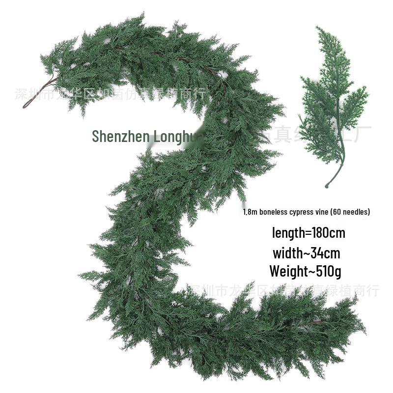 Artificial Norfolk Pine Wreath with Red Berries & Rattan Vines for Cross-Border Christmas Decoration