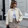 New Style Casual Girl-style Solid-color V-neck Short Jacket for Women