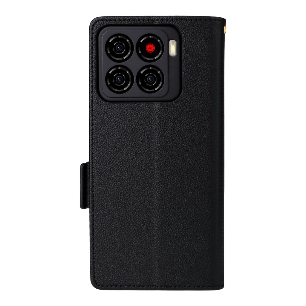 Etui na ZTE Blade A56 z paskiem na nadgarstek Tekstura liczi PU skóra Portfel Pokrowiec na telefon