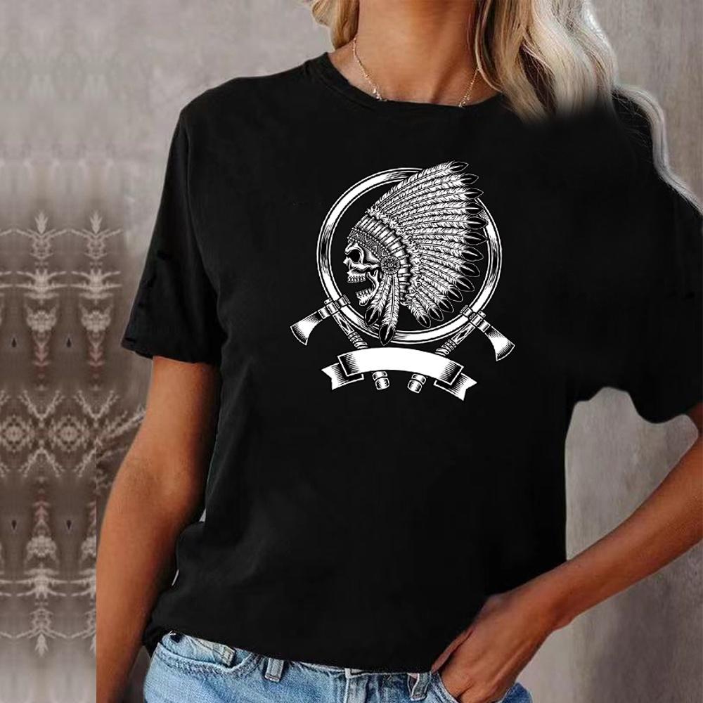 

Модная тенденция 2023 года, новая футболка с принтом черепа, женская футболка с круглым вырезом, повседневная женская футболка в стиле Харадзюку с круглым вырезом, уличная одежда в стиле хип-хоп 6XL