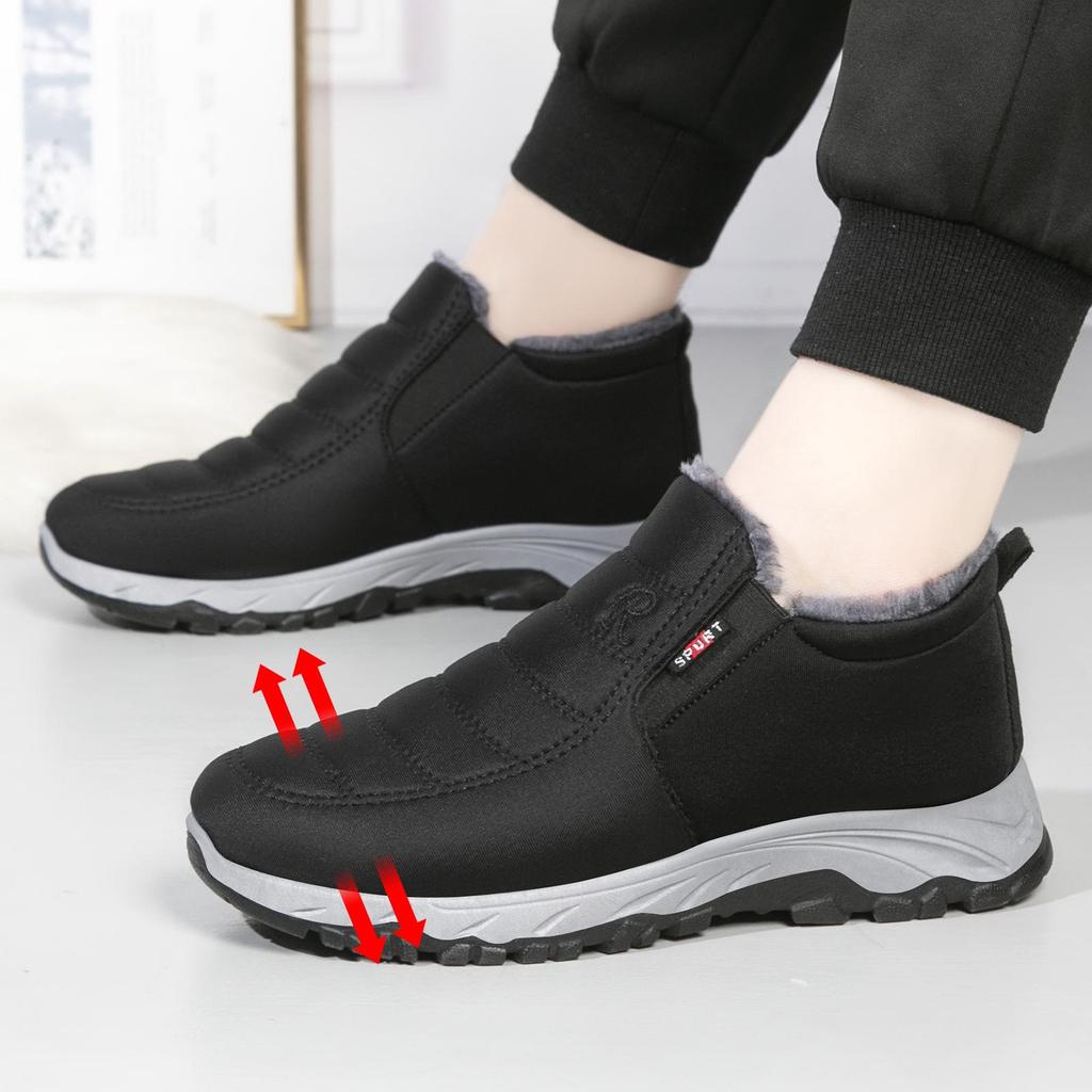 Women's Winter 2025 Fleece-Lined Cotton Slip-On Boots: Warm, Casual, and Comfortable for Moms and Seniors