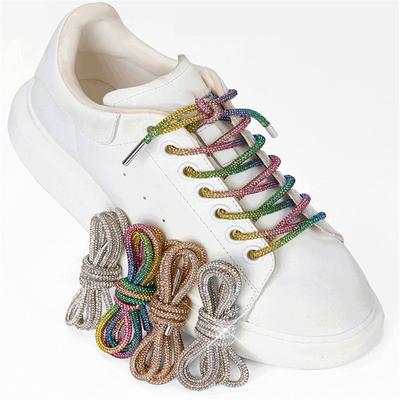 1 Stück 100/120/140/160CM Luxus Strass Schnürsenkel Regenbogen Diamant Schuhbänder Sneaker Schnürsenkel Schuhe Runde Schnürsenkel DIY Bänder