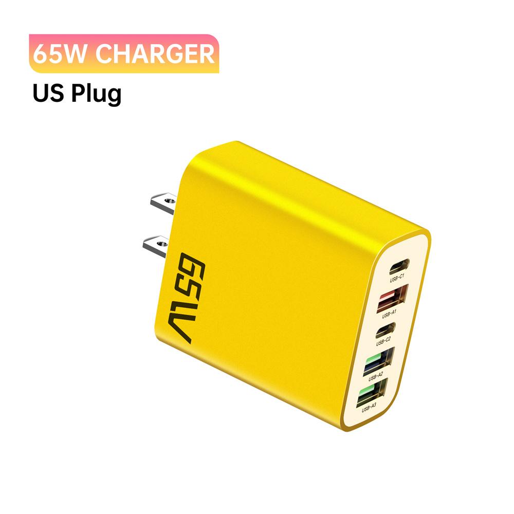 Total 65W USB C Charger Type C PD 5 Ports Mobile Phone Quick Fast Charging Wall Adapter for iPhone 16 Pro Xiaomi 15 Samsung S24