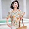 Passt Floral Print Ice Silk Plus Size Short Sleeve T-Shirt for Women