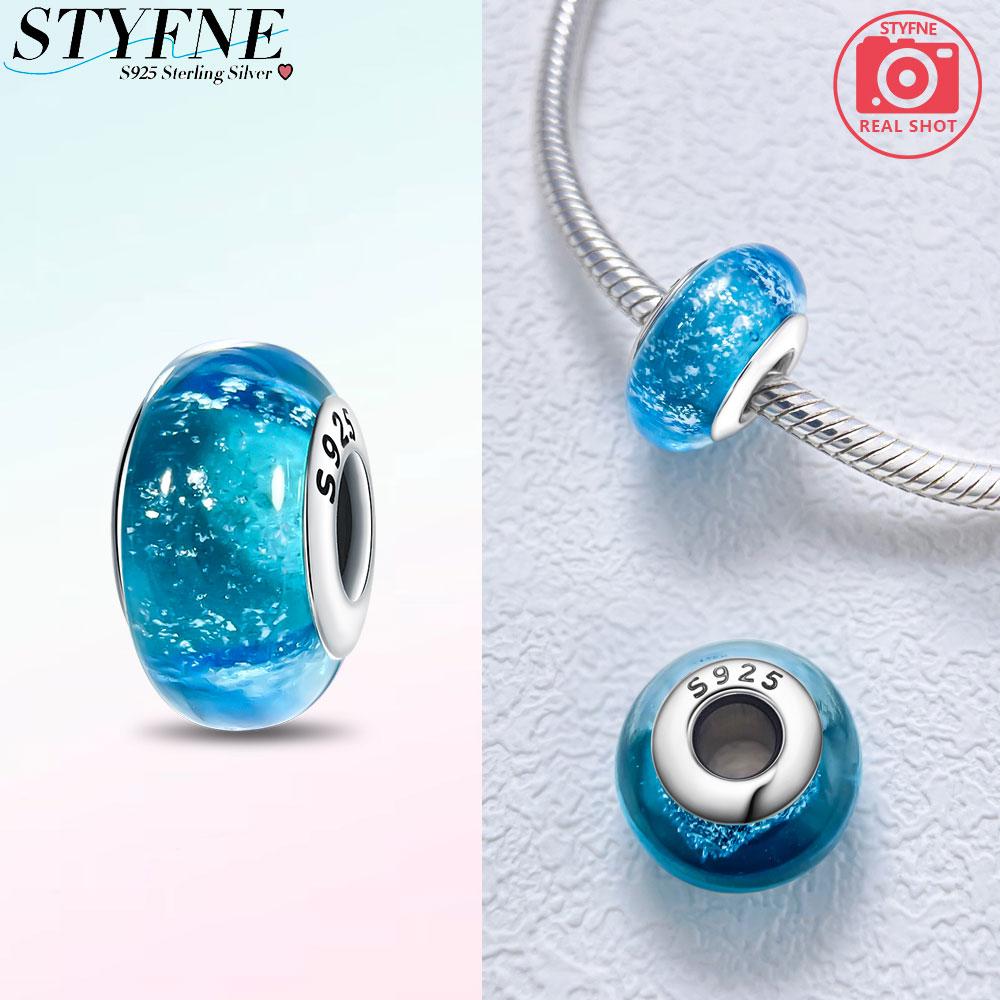 925 Silver Bracelet Women Diy Jewelry Gift Accessories Charms Beads Pink Murano Glass Blue Flower Butterfly Beads