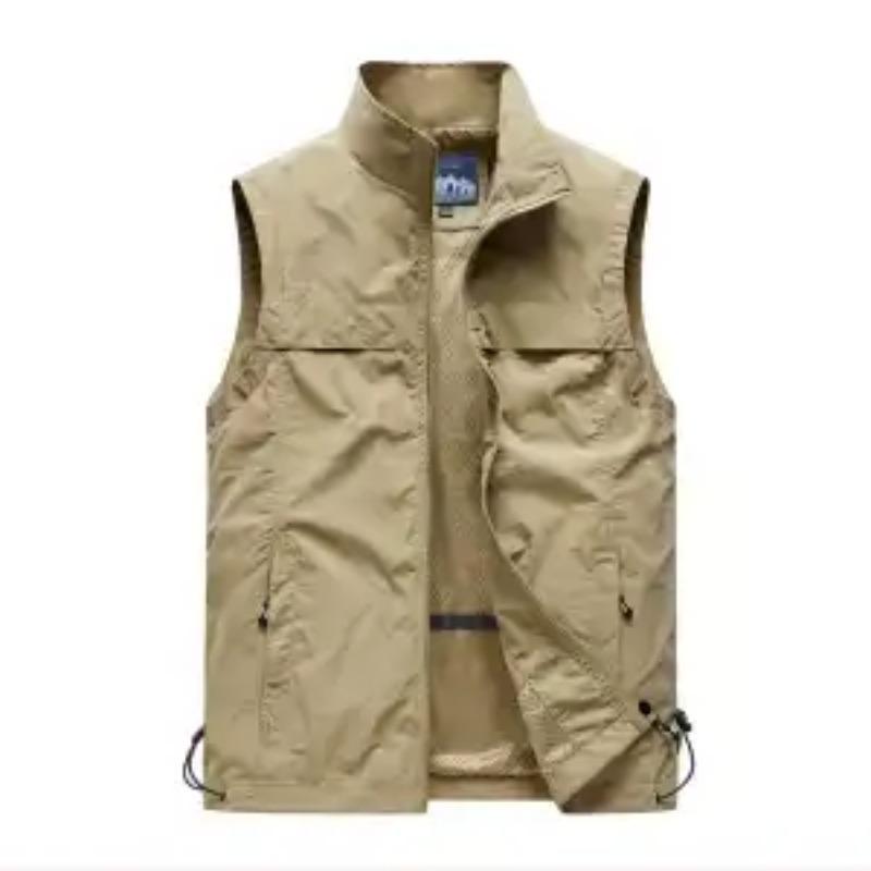 Men's Lightweight Stand Collar Zip Up Vest with Mesh Lining Outdoor Sleeveless Jacket for Hiking Travel