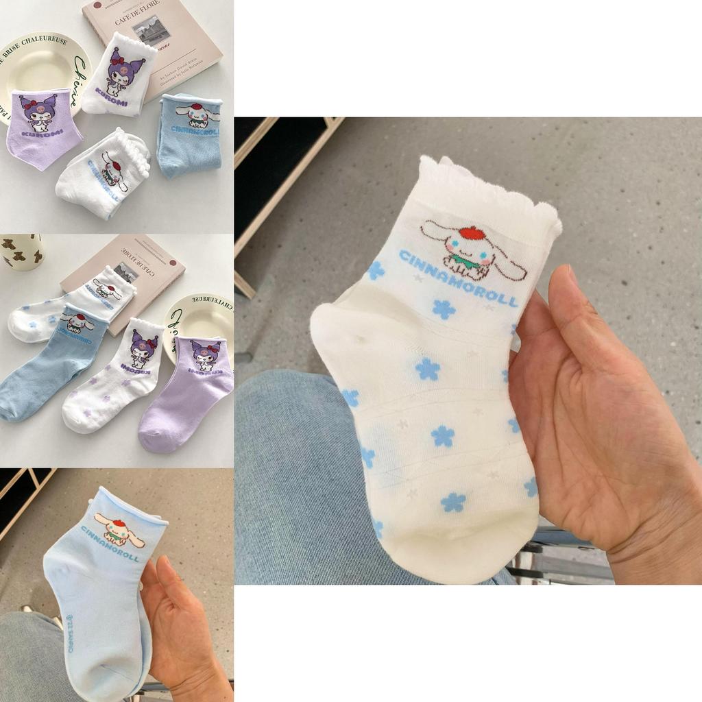 Professional Sports Socks For Girls Breathable Cotton Fabric Cartoon Pattern Suitable For Basketball