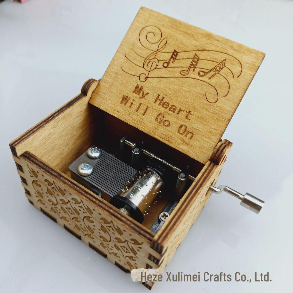Hand-Cranked Wooden Music Box Festival Gift for Friends