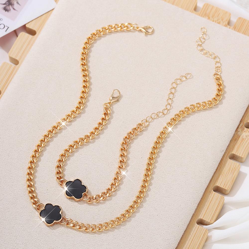 

1 комплект Разноцветная цепочка с клевером на удачу и цирконами, Классическая и модная для женщин, Подходит для вечеринки, свидания, работы, праздничной одежды