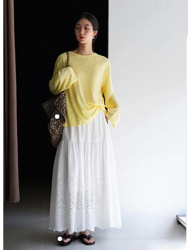 2026 European Fashion High Waist A-Line Hollow Out Slimming Skirt for Women - Spring Collection
