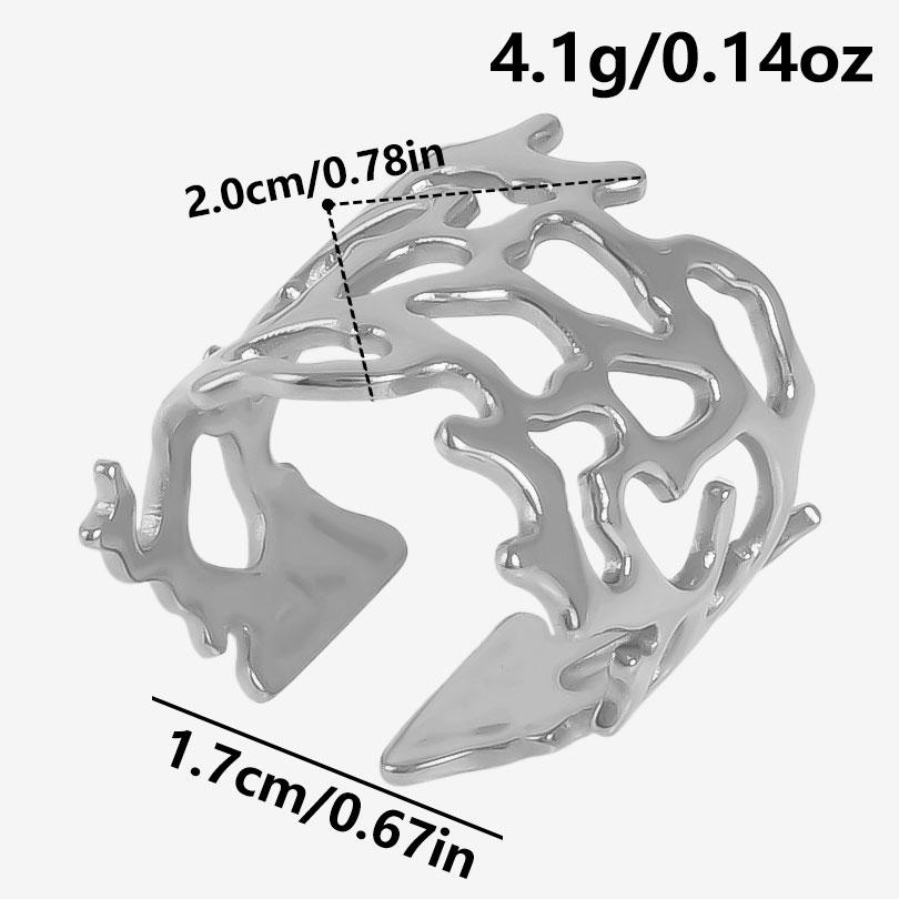 1/6pcs Plant Ring Ginkgo Leaf Tulip Flower Stainless Steel Open Adjustable Rings For Women Men Jewelry Personality Ring Anillos