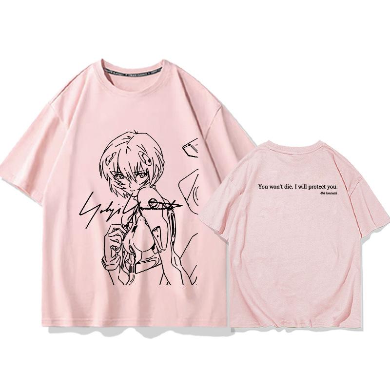 2025 Sommer Anime Chainsaw Ayanami Ri Kurzarm-T-Shirt bedruckt Herren 100% Baumwolle locker Jugend Student halbarmlig Trend Top