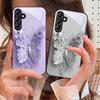 Green Flower Butterfly For Samsung A 73 72 71 70 56 55 54 53 52 51 50 42 35 34 33 32 31 26 25 24 23 22 30 20 Glass Phone Case
