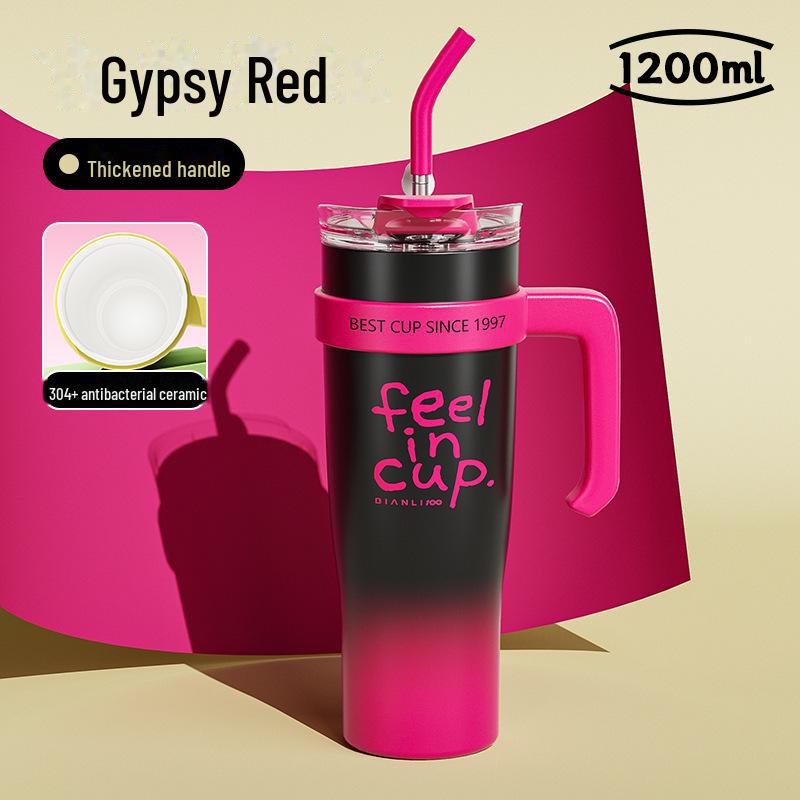 

Термос с керамической колбой и соломинкой, высокой вместимости, настраиваемый для горячих и холодных напитков 1200ml