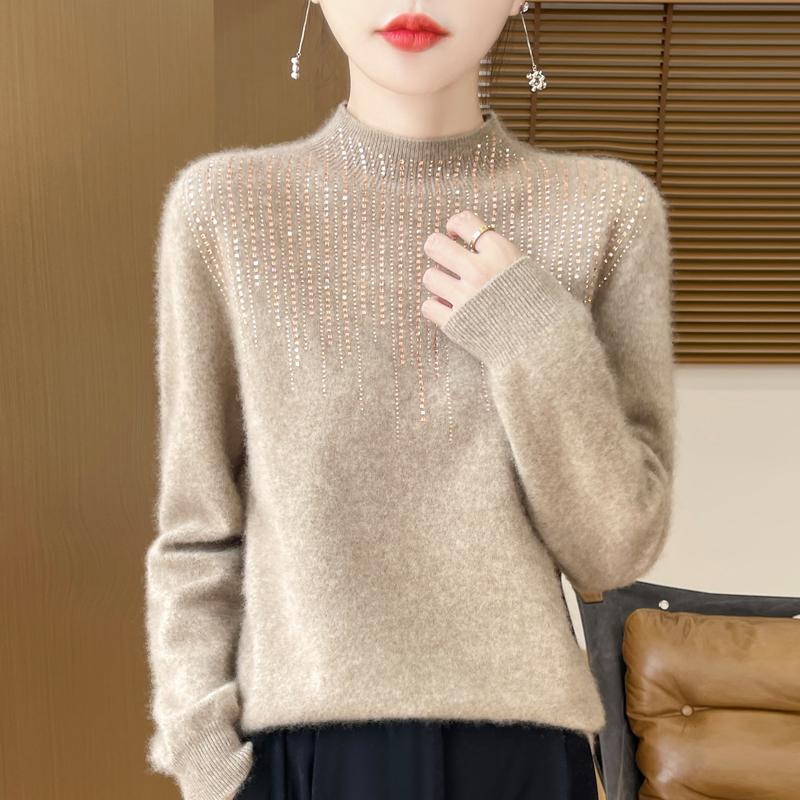 Women's Cashmere Sweater Qinghe Cashmere 30% Cashmere 70% Wool Autumn and Winter Pullover Warm and Fashionable