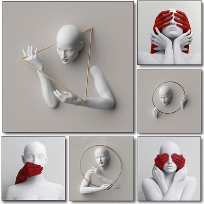 Woman Sculpture Poster Prints Woman Power Figure Statue Canvas Painting Wall Art Pictures for Living Room Home Decor Cuadros